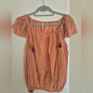 Free People Pukka Embrodered Top Sz SP
